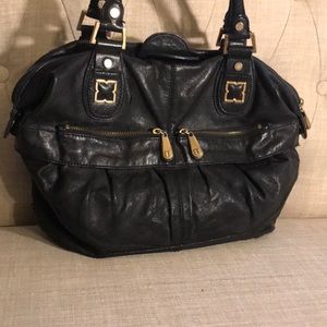 BCBG black leather shoulder bag
